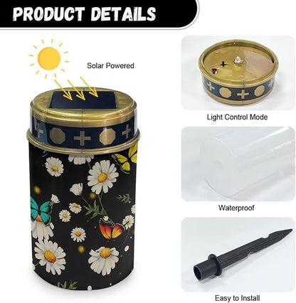 Little Daisy Solar Grave Lights for Cemetery Butterfly Flameless Solar Powered Light Cemetery Landscape