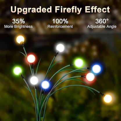 2 Pack Solar Garden Lights, 20 LEDs Solar Lights Outdoor, Solar Swaying Firefly Lights, Garden Solar Lights, Solar Firefly Lights Outdoor Waterproof for Yard Patio Pathway Decoration