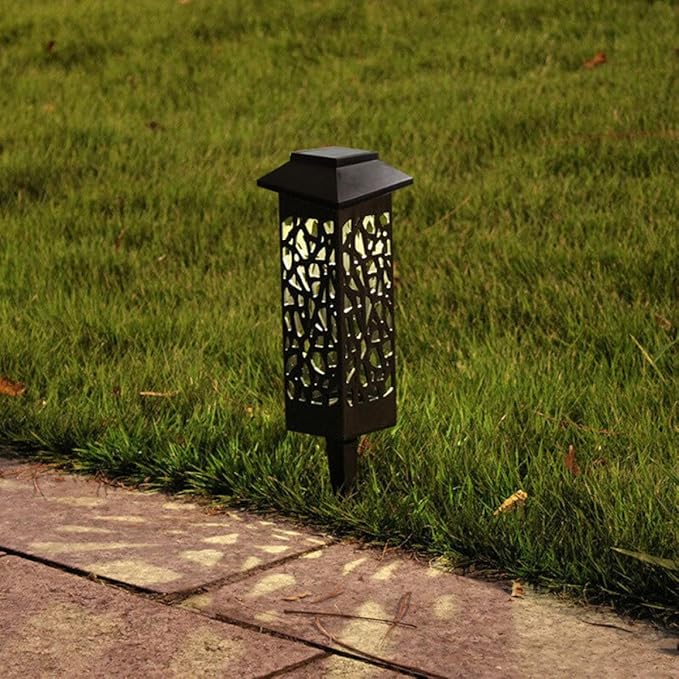 6pcs Hollow Out Solar Lawn Lights White Light Waterproof Garden Path Landscape Ground Plug Outdoor Stake Lighting