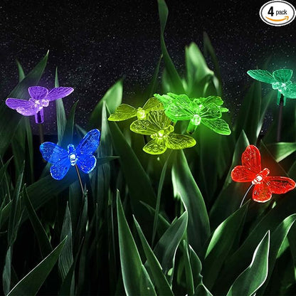 Solar Lights for Outside, RGB Breathing 12 Butterfly Solar Garden Lights - Outdoor Waterproof, Daisy Chained, Perfect for Yard Pathway Patio - 2 Pack