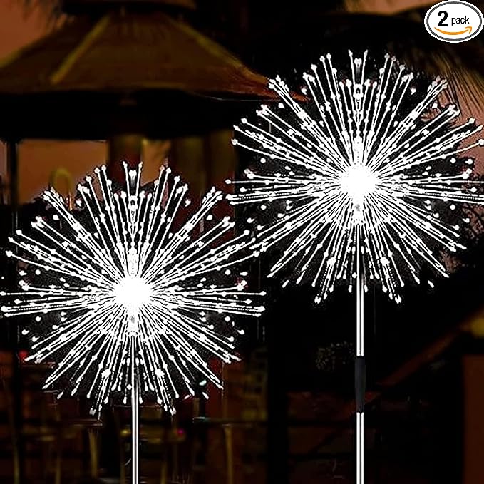 JJGoo Solar Firework Lights, 2 Pack 120 LEDs 2 Lighting Modes Solar Garden Lights Outdoor Waterproof for Yard Patio | Lumora