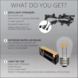 15' FlexFilament LED S14 Edison Bulb Shatterproof Commercial Outdoor Patio Lights, 10 Lights, 18" Spacing | Lumora