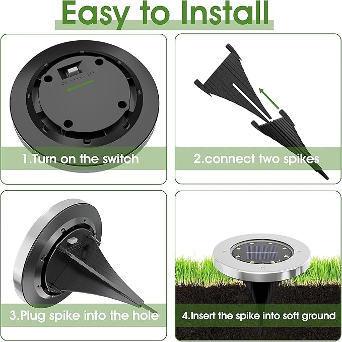 INCX Solar Lights for Outside, 4 Pack Solar Light Outdoor Waterproof, Garden Lights Landscape Lighting for Lawn | Lumora
