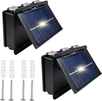 2PCS Solar Wall Lights Outdoor, Adjustable PV Panel,6 Bulbs Up and Down Lamp Bright Wall Light for Patio Cafe BarExterior Wall Garage Garden Yard