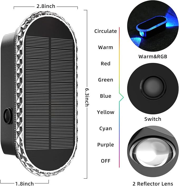 10 Pack Solar Fence Lights-RGBW Solar Powered Fence Wall Lights Waterproof 8-Color Changing Top and Bottom Lighting | Lumora