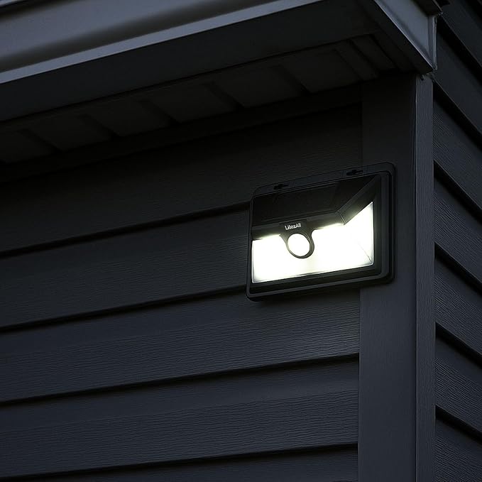 LitezAll 1500 Lumen Solar Night Light Outdoor – Solar Powered Motion Light for Deck, Garage - LED Lights Outdoor