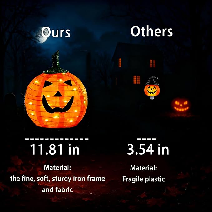 Solar Halloween Pumpkin LED Lights, Set of 2 Big Pumpkin Stake Lights 2 Modes for Outdoor Halloween Pathway Yard | Lumora