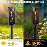 4 Pack Solar Pathway Lights Outdoor Waterproof Dark Purple Black Blue Skull Flowers Vintage Skulls Roses Leaves | Lumora