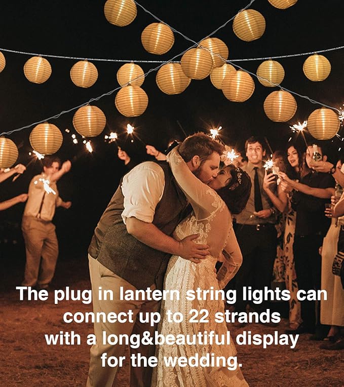 Mini Lantern Lights String Outdoor, TIGOMOOV 3 Inch Globe Lantern String Lights for Bedroom -20CT Connectable White Lights for Wedding Decorations, Patio,Porch,Window Decor