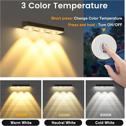 Solar Fence Lights Outdoor,1300mAh, 12pack,Warm/Natural/Cool White,IP65 Waterproof,Fence Lights Solar Powered,Solar Lighting for Deck, Backyard, Railing(Black)