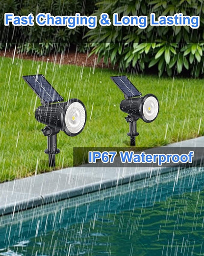 Solar Powered Spotlights Outdoor Waterproof Sunset Spot LED Lamp Ultra Bright for Tree, Flag, Lawn, Statue, Pool, Garden, House, Wall, Yard, Path Outdoor Landscape Uplighting 4 Pack Cool White