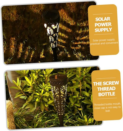 4pcs Solar Pathway Lights Outdoor Waterproof LED Garden Lawn Yard Solar Powered Landscape Decorative Lights with Warm White Projection for Patio