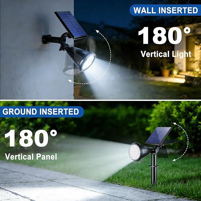 WELALO Solar Spot Lights Outdoor Waterproof IP65, 6 Pack 4 Lighting Modes Solar Powered Landscape Spotlights with | Lumora