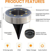 Siatom Stainless Steel Solar Ground Lights 8 Pack, IP68 Waterproof Solar In-Ground Light for Outdoor, Flat | Lumora