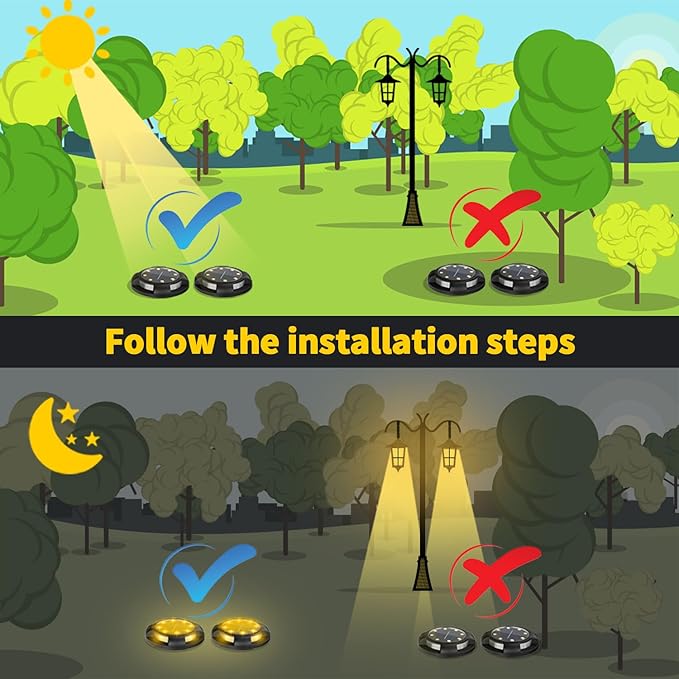 Solar Ground Lights Outdoor Waterproof, 8 Pack 12 LEDs Solar Garden Disk Lights Landscape Lighting for Outside | Lumora