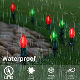 25FT C7 Christmas Lights Outdoor, Red Green Classic 2-Color LED String Lights for Roof, Fence, Tree, Traditional | Lumora