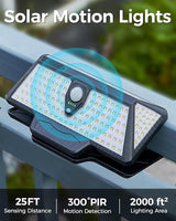 Large Clip on Solar Lights Outdoor, 208 LEDs 1000Lum Bright Solar Security Light with Motion Sensor, 3 Ways -Mount | Lumora