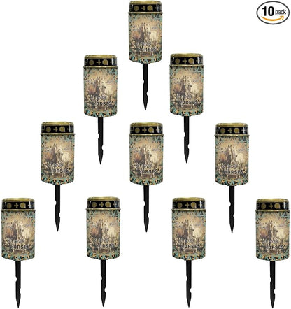 Vintage Aztec Horse Solar Lights Outdoor Waterproof Horse Solar Lantern Stake Lights Solar Pathway Lights for Outside Flameless Solar String Lights,Wall Light Auto On/Off
