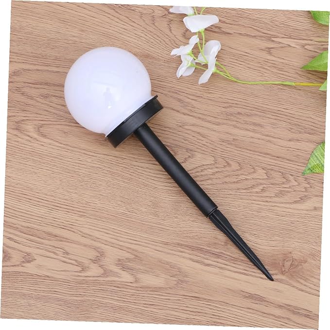Lurrose 4pcs Solar Lawn Ball Bulb Lights Waterproof Garden Solar Ground Plug Courtyard Landscape Lighting for Outdoor Warm White Yard Path
