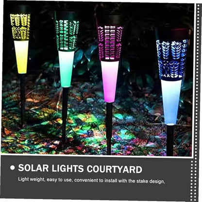 DOITOOL 6pcs Solar Garden Stake Lights, Outdoor Warm Colorful LED Pathway Lamps with Hollow Cone Design, Solar-Powered Yard and Lawn Decorative Ground Lighting for Patio and Garden Use