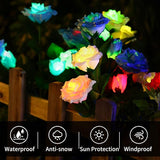 Dioche 2PCS Solar Flower Lights Outdoor - RGB Color LED Decorative Stakes Lights for Garden Pathway Walkway - Rose | Lumora