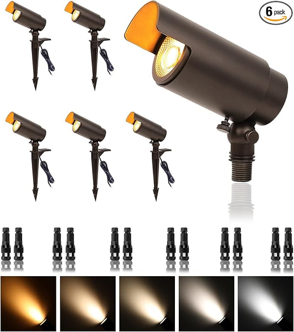 LED Landscape Spotlights, 7W 5CCT Wired Uplighting Outdoor with Adjustable Beam Angle, 12V Low Voltage Spot Lights | Lumora