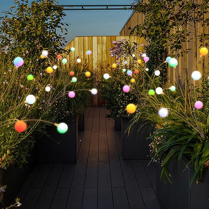 4 Pack Solar Firefly Garden Lights - Upgraded 10 LED, Swaying, Pathway & Yard Decorations (4 Pack Colored Firefly Lamp)