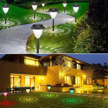 2Pcs Outdoor Solar Pathway Light Warm Light LED Solar Light Outdoor Waterproof Solar Powered Garden Landscape Decoration