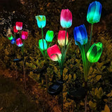4pack Outdoor Solar Tulip Led Flower Garden Stake Light, Yard Decorative Light Up Tulip Flowers, Decorative Solar | Lumora
