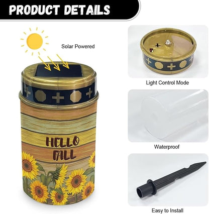 Hello Fall Solar Powered Garden Lights Pathway Solar Lights Outdoor LED Solar Light Long Lasting Solar Light Bright Solar Garden Lights Waterproof Garden Lights
