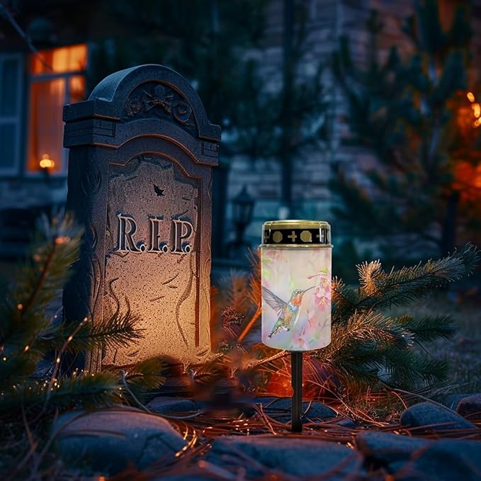 Generic Solar Lights Outdoor Waterproof Solar Light Humming Bird Print Solar Light for Outdoor Night Light Waterproof Path Solar Light for Yard Home Memorial Solar Light for Father