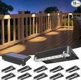VOLISUN Solar Deck Lights 12 Pack, Warm White Glow LED Large Size Lamp, IP65 Waterproof Step Lights Outdoor for | Lumora