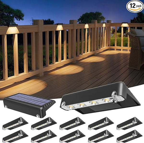 VOLISUN Solar Deck Lights 12 Pack, Warm White Glow LED Large Size Lamp, IP65 Waterproof Step Lights Outdoor for | Lumora