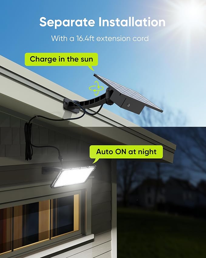 JACKYLED Solar Lights Outdoor 299 LED 1000 Lumens Bright Solar Wall Spotlight with 4000mAh Battery IP65 Waterproof | Lumora
