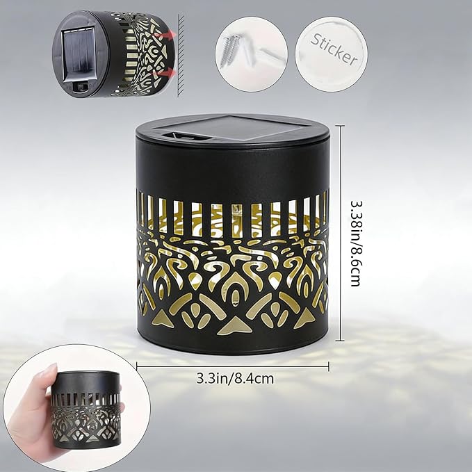 Decorative Solar Mandala Lights, Solar Mandala Lights Outdoor, Metal Waterproof LED Lamp for Garden Fence, Deck Steps, Patio Walls, Outdoor Landscape (4, Sunflower Warm Light)