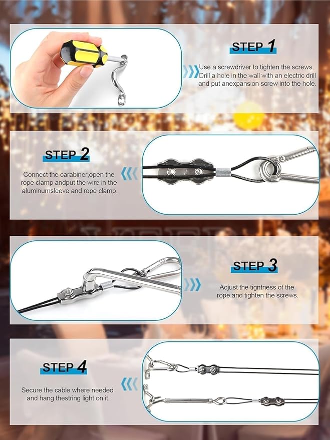 400 Ft String Light Hanging Kit, Garden Wire Rope Kit Coated Stainless Steel Wire - Outdoor Lighting Accessory | Lumora