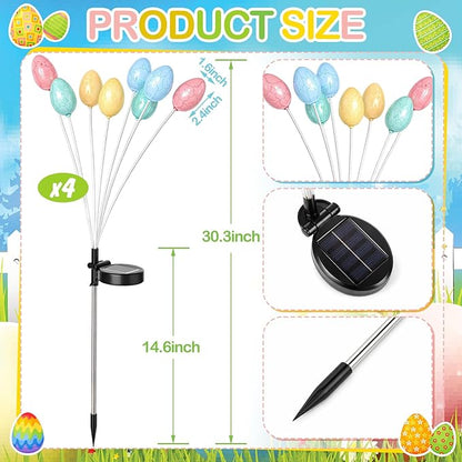 WILLBOND 4 Pack 30 Inch Solar Easter Egg Lights Outdoor Easter Lights 2 Modes Waterproof Solar Stake Light for Pathway Landscape Lawn Yard Porch Patio Spring Decoration