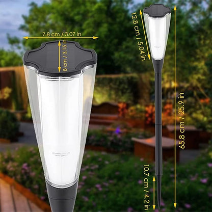 Solar Pathway Lights, 2 Pack Solar Garden Lights with Warm Light Flickering Flame & RGB Gradient, Solar Lights Outdoor Waterproof Decor Lights for Yard Lawn Landscape Walkway Driveway (Flower-4Pack)