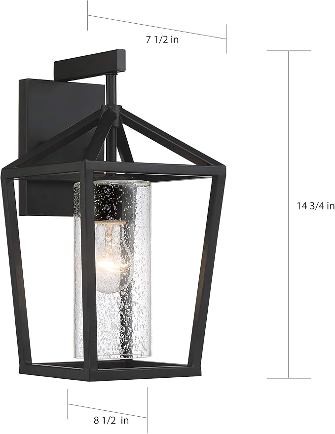 NUVO 60/6592 Hopewell Lighting Fixture, 1Lt Medium Lantern, Matte Black - Outdoor Wall Light | Lumora