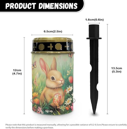 Rabbit Flower Solar Cemetery Grave Decorations, Waterproof Memorial Cemetery Decorations Lights for Birthday Mother Day Fathery Day Memorial Day Christmas