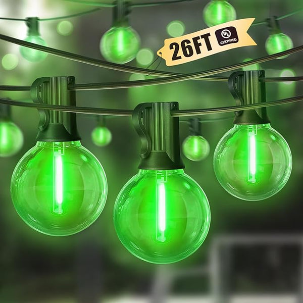 LAMPHOME Green St. Patrick's Day LED Outdoor String Light, 26Ft st Patrick's Day Patio Lights 12+1 Edison | Lumora