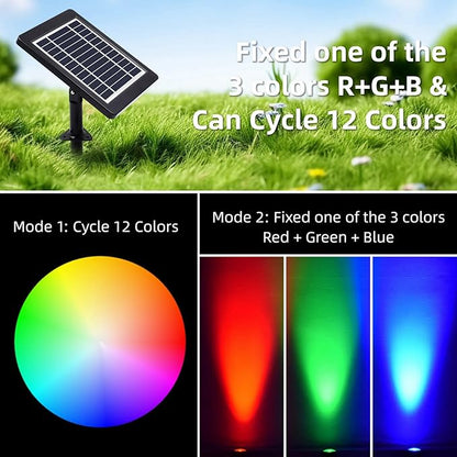 Solar Lights, Garden Outdoor Proof Water, LED Solar Pathway Lights with 3 Adjustable Heads, Stake Included, 2200mAh Battery, for Landscape, Yard, Pool, Walkway (Warm White, (RGB Color)