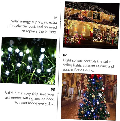 POPETPOP 2 Sets Solar Powered LED String Lights with Multi-Color Beads Outdoor Fairy Lights for Yard Plant Xmas Patio Decor Memory Chip Saving Mode