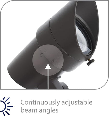 WAC Landscape Lighting, LED 12V Small Size Accent Light with Adjustable Beam Angle and Integral Brightness Control 50-420 Lumens 2700K Warm Built-in LED in Black