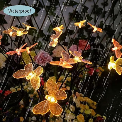 Solar Garden Lights Outdoor Waterproof，2 Pack of 16 LEDs Solar Butterfly Lamp for Courtyard, Garden, Balcony, Terrace, Lawn.