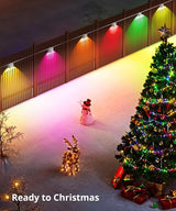 Outdoor Deck Lights 8 Packs, Smart RGBCW Fence Light, 100+ Scene Modes, Dual Lens LED String Lights with | Lumora