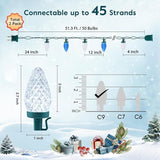 2PACK C9 LED Christmas Lights with 100 Spring Clips, Total 100ft 100 LED Waterproof - Outdoor Security Flood Light | Lumora
