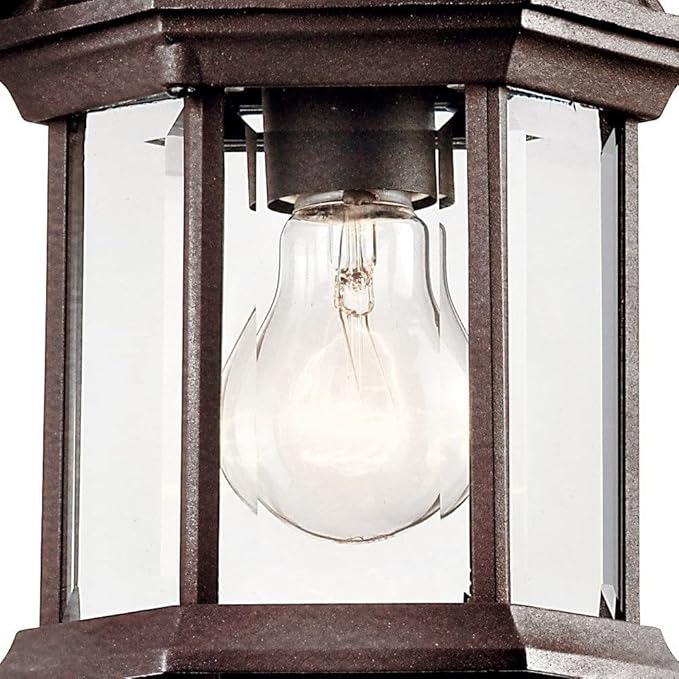 Kichler Barrie 10.25" 1 Light Outdoor Wall Light with Clear Beveled Glass in Black | Lumora