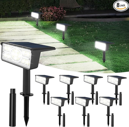 T-SUN Solar Spot Lights Outdoor, 8 Pack 49LED Landscape Spotlights, 2 Lighting Modes Auto ON/Off Solar Lights for Trees, Garden, Yard, Pathway, Driveway(White)