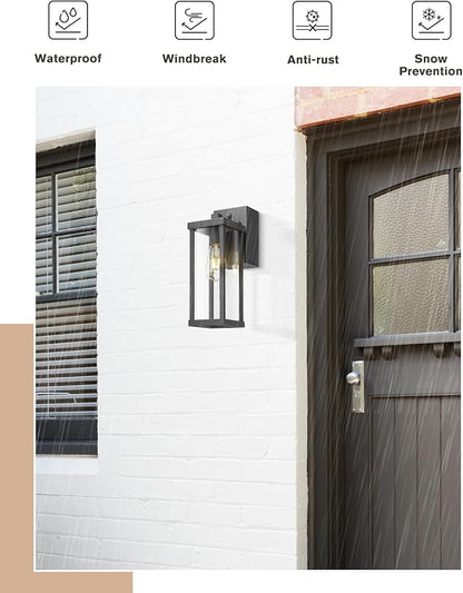 Ken & Ricky Outdoor Wall Light Fixture,Exterior Lighting Fixtures,Modern Sconce Lights for Porch Patio Garage Front Door with Gfci Outlet (Black)